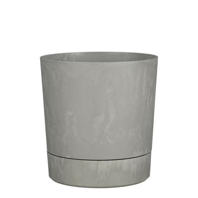 Mica Decorations Bloempot Coco - met onderschaal - betongrijs - H19 x D18 cm - kunststof - buiten