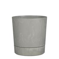 Mica Decorations Bloempot Coco - met onderschaal - betongrijs - H19 x D18 cm - kunststof - buiten