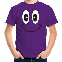 Verkleed t-shirt voor kinderen/jongens - Smile Emoticon - paars - feestkleding