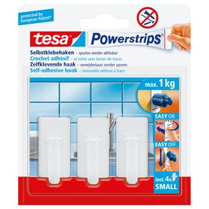 tesa POWERSTRIPS® Zelfklevende haak Small Classic Wit Inhoud: 3 stuk(s)