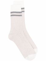 Brunello Cucinelli chaussettes côtelées à rayures - Tons neutres