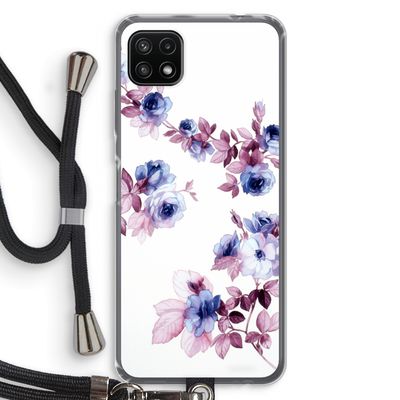 Waterverf bloemen: Samsung Galaxy A22 5G Transparant Hoesje met koord