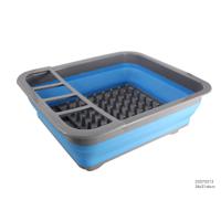 Opvouwbare afdruiprek/afwasrek - grijs/blauw - kunststof - 36 x 31 - keuken - reis accessoires