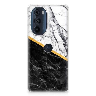 Motorola Edge 30 Pro | TPU | Siliconen hoesje | Marmer Wit Zwart - Origineel Cadeau Man