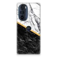Motorola Edge 30 Pro | TPU | Siliconen hoesje | Marmer Wit Zwart - Origineel Cadeau Man
