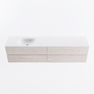 MONDIAZ VICA 200cm badmeubel onderkast Underlayment 4 lades. Wastafel MOON links zonder kraangat, kleur Talc.