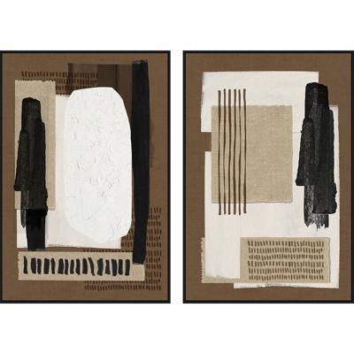 Canvas Home ESPRIT Bruin Zwart Abstract Stads 63 x 4 x 93 cm (2 Stuks)