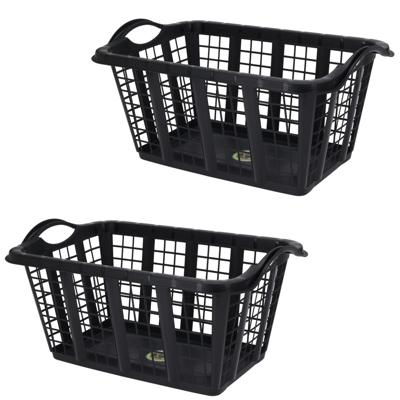 Storage Solutions wasmand met handvatten - 3x - zwart - 37 liter - 60 x 40 x 30 cm