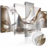 Afbeelding op acrylglas - Gouden vlucht, Goud/wit,   5luik - thumbnail
