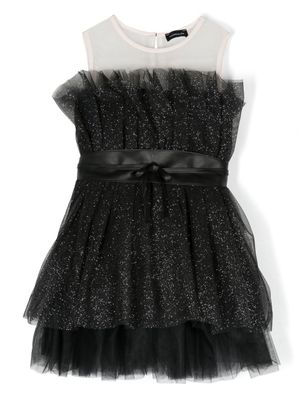 Monnalisa robe sans manches à design superposé en tulle - Noir