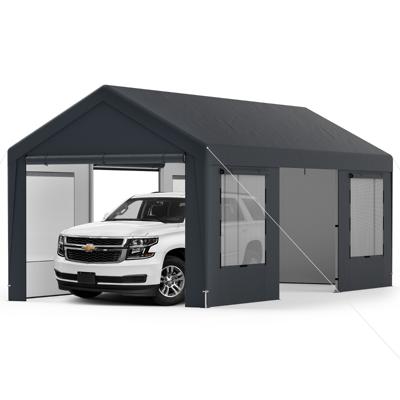 Carport Tentgarage met 8 Afneembare Zijwanden en Rollende Deuren Garage Tent Weide Tent