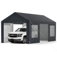Carport Tentgarage met 8 Afneembare Zijwanden en Rollende Deuren Garage Tent Weide Tent