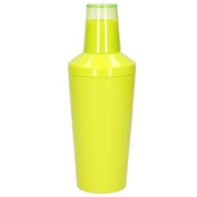 Plasticforte Cocktailshaker - kunststof - neon groen - 500 ml - 22 cm hoog - Cocktails maken