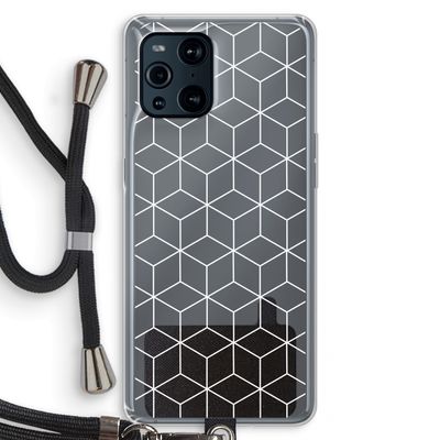Zwart-witte kubussen: Oppo Find X3 Transparant Hoesje met koord