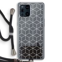 Zwart-witte kubussen: Oppo Find X3 Transparant Hoesje met koord