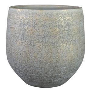 Plantenpot - keramiek - metallic zilvergrijs/gold finish - 36x33cm