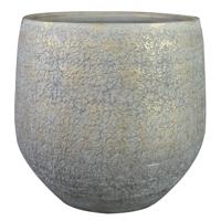 Plantenpot - keramiek - metallic zilvergrijs/gold finish - 36x33cm