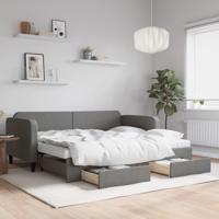 Slaapbank onderschuifbed en lades 90x190 cm stof donkergrijs