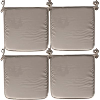 Stof Textile Home stoelkussens - 4x - grijs - 38 x 38 x 3 cm - voor binnen - vierkant