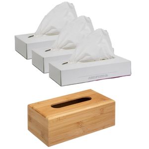 Tissuedoos/tissuebox bruin 25 x 13 x 8,5 cm van bamboe hout met vulling