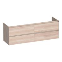 Brauer Inspire - Onderkast - 160 cm - met 4 Softclose Lades Greeploos en 2 Sifon Uitsparingen - Lamellen Eiken Wit