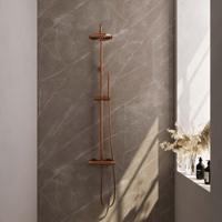 Regendoucheset Opbouw Brauer Copper Carving 30 cm Thermostatisch met Staaf Handdouche Geborsteld Koper