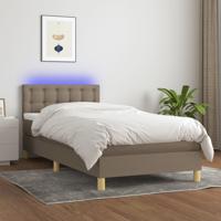 Boxspring met matras en LED stof taupe 90x190 cm