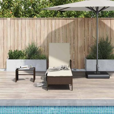 Ligbed met kussen 1-persoon Bruin 157 x 55 x 92cm poly rattan