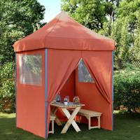 Partytent inklapbaar pop-up met 4 zijwanden terracottakleurig - thumbnail