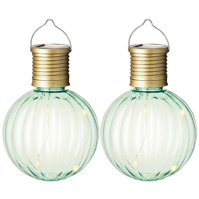Lumineo tuin/buiten 4x stuks Led lampje/lampion solar verlichting groen 11 x 8 cm