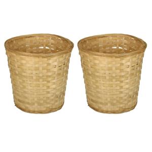 Mandje - Pakket van 6x stuks - 26 x 24 cm - riet/bamboe - rond - 11 liter - opbergmand