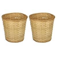 Mandje - Pakket van 6x stuks - 26 x 24 cm - riet/bamboe - rond - 11 liter - opbergmand