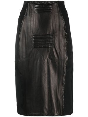 Jean Paul Gaultier Pre-Owned jupe crayon en cuir à empiècements (1987) - Noir