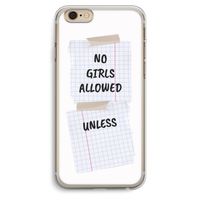 No Girls Allowed Unless: iPhone 6 Plus / 6S Plus Transparant Hoesje
