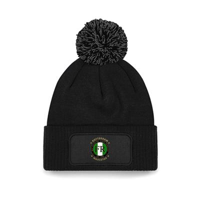 Muts beanie hoog zwart - FR - Wat gaan we doen vandaag - logo voor