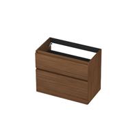 INK - Onderkast 2 Laden Greeploos met Houten Keerlijst A-symmetrisch - 800x450x650 Mm - Warm Walnoot