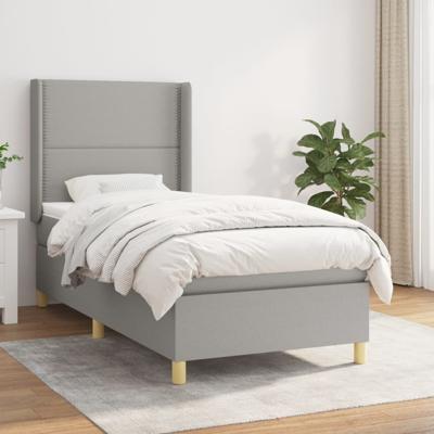 Boxspring met matras stof lichtgrijs 90x190 cm