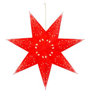 Verlichte kerstster - rood - 40 cm - op batterijen - 20 led lampjes - warm wit