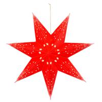 Verlichte kerstster - rood - 40 cm - op batterijen - 20 led lampjes - warm wit - thumbnail