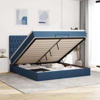 Ottoman bed met matras en LED's 160x200cm stof blauw