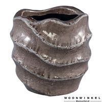 Matz Taupe ceramic wave pot round M - thumbnail
