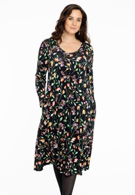 Yoek Jurk V-hals FLEUR | Zwart | Maat 58/60