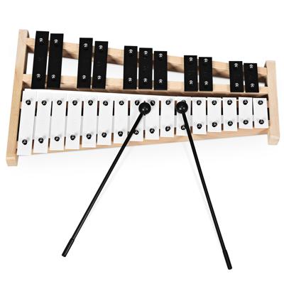 Xylophon 27 Noten Klokkenspel Handpercussie met 2 Haken en Draagtas Percussie Slaginstrument Houten Sokkel en Metalen Toetsen