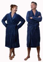 Marineblauwe badjas fleece - unisex-s/m - thumbnail