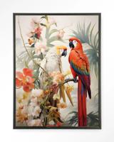 Urban Cotton Wandkleed 'Lovebirds' 110 x 145cm in Floating Frame - black