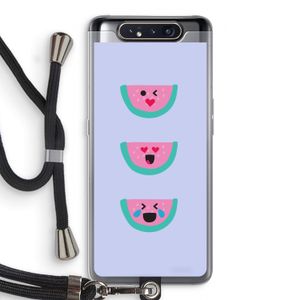 Smiley watermeloen: Samsung Galaxy A80 Transparant Hoesje met koord