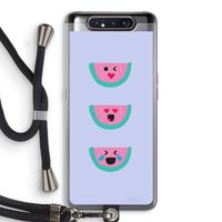 Smiley watermeloen: Samsung Galaxy A80 Transparant Hoesje met koord