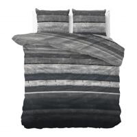 Dekbedovertrek Katoen Flanel - Marcus - Grijs - Tweepersoons (200x200 Cm) - Grijs Flanel - Strepen - Sleeptime - Dekbed-Discounter.nl