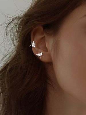 Vintage Zilver Libel oorbellen Oor manchetten Vintage Zilver Libel oorbellen Oor manchetten