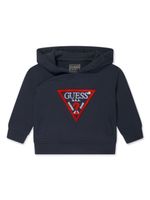 guess kids hoodie en coton à logo brodé - Bleu